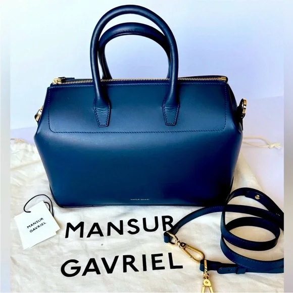 Mansur Gavriel Navy Satchel Bag - Picture 3 of 14